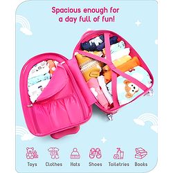 Babyhug Trolley Bag Owl Print Dark Pink  -16 Inches
