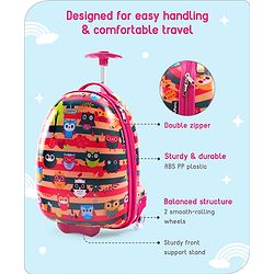 Babyhug Trolley Bag Owl Print Dark Pink  -16 Inches