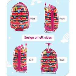 Babyhug Trolley Bag Owl Print Dark Pink  -16 Inches