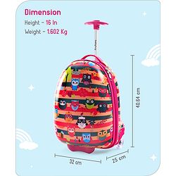 Babyhug Trolley Bag Owl Print Dark Pink  -16 Inches