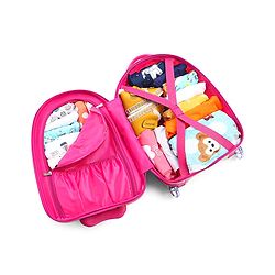 Babyhug Trolley Bag Owl Print Dark Pink  -16 Inches