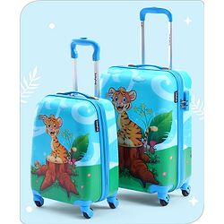 Babyhug Trolley Bag Tiger Print Pack of 2 Blue -18 & 20 Inches