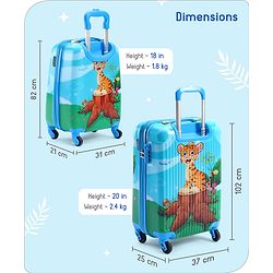Babyhug Trolley Bag Tiger Print Pack of 2 Blue -18 & 20 Inches