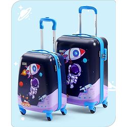 Babyhug Trolley Bag Space Theme Print Pack of 2 Purple -18 & 20 Inches