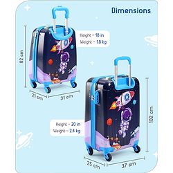 Babyhug Trolley Bag Space Theme Print Pack of 2 Purple -18 & 20 Inches