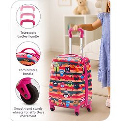 Babyhug Trolley Bag Owl Print Pack of 2 Dark Pink -18 & 20 Inches