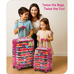 Babyhug Trolley Bag Owl Print Pack of 2 Dark Pink -18 & 20 Inches