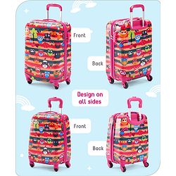 Babyhug Trolley Bag Owl Print Pack of 2 Dark Pink -18 & 20 Inches