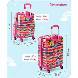 Babyhug Trolley Bag Owl Print Pack of 2 Dark Pink -18 & 20 Inches