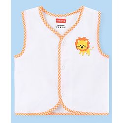 Babyhug 100% Cotton Cambric Sleeveless  Front Open Jhablas with Animal Print Pack of 5 - White