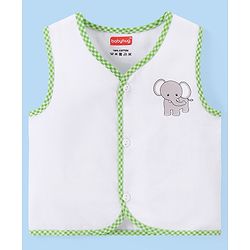 Babyhug 100% Cotton Cambric Sleeveless  Front Open Jhablas with Animal Print Pack of 5 - White