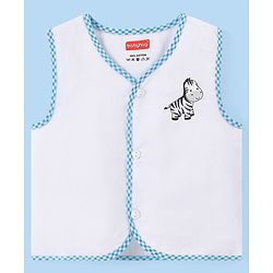 Babyhug 100% Cotton Cambric Sleeveless  Front Open Jhablas with Animal Print Pack of 5 - White