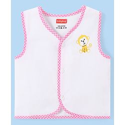 Babyhug 100% Cotton Cambric Sleeveless  Front Open Jhablas with Animal Print Pack of 5 - White