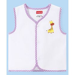 Babyhug 100% Cotton Cambric Sleeveless  Front Open Jhablas with Animal Print Pack of 5 - White