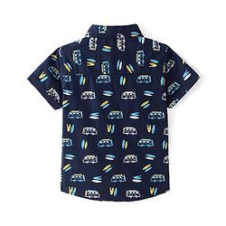 Babyhug Cotton Woven Half Sleeves Shirt With Vehicles Print - Blue