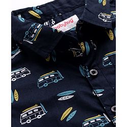 Babyhug Cotton Woven Half Sleeves Shirt With Vehicles Print - Blue