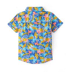 Babyhug Cotton Woven Half Sleeves Shirt with Animal Print - Blue