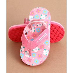 Cute Walk by Babyhug Flip Flops With Floral Print & Back Strap Closure - Pink