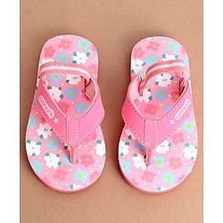 Cute Walk by Babyhug Flip Flops With Floral Print & Back Strap Closure - Pink