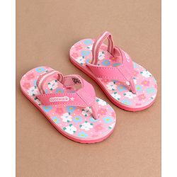 Cute Walk by Babyhug Flip Flops With Floral Print & Back Strap Closure - Pink