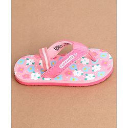 Cute Walk by Babyhug Flip Flops With Floral Print & Back Strap Closure - Pink