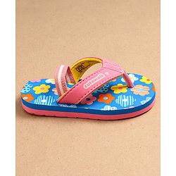 Cute Walk by Babyhug Flip Flops With Back Strap Floral Print - Pink & Light Blue