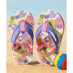 Cute Walk by Babyhug Flip Flops with Text Print & Back Strap - Purple