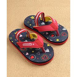 Cute Walk by Babyhug Flip Flops With Back Strap Closure & Heart  Print - Navy