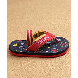 Cute Walk by Babyhug Flip Flops With Back Strap Closure & Heart  Print - Navy