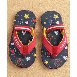 Cute Walk by Babyhug Flip Flops With Back Strap Closure & Heart  Print - Navy
