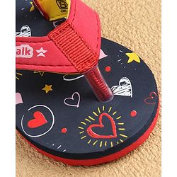 Cute Walk by Babyhug Flip Flops With Back Strap Closure & Heart  Print - Navy