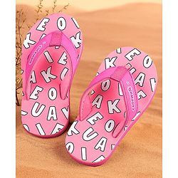Cute Walk by Babyhug Slip On Flip Flops with Text Print - Pink