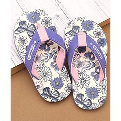 Cute Walk by Babyhug Flip Flops with Floral & Butterfly Print - Purple