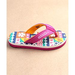 Cute Walk by Babyhug Slip On Flip Flops with Floral Print - Pink & White