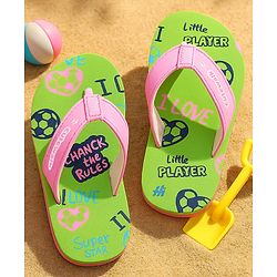 Cute Walk by Babyhug Slip On Flip Flops Text Print - Green