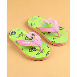 Cute Walk by Babyhug Slip On Flip Flops Text Print - Green