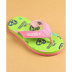 Cute Walk by Babyhug Slip On Flip Flops Text Print - Green