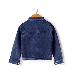 Babyhug Single Jersey Knit Full Sleeves Jacket & Floral Printed Frock with Headband - Navy Blue
