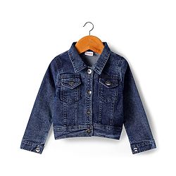 Babyhug Single Jersey Knit Full Sleeves Jacket & Floral Printed Frock with Headband - Navy Blue