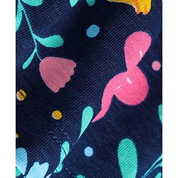 Babyhug Single Jersey Knit Full Sleeves Jacket & Floral Printed Frock with Headband - Navy Blue