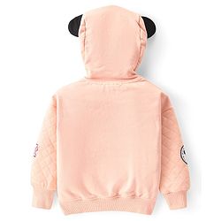 Babyhug Disney Full Sleeves Hooded Sweat Shirt With Mickey Mouse Graphic & 3D Applique - Peach
