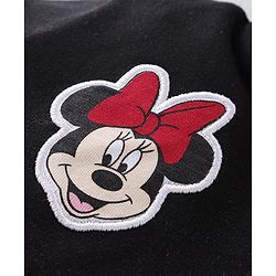 Babyhug Disney Knit Front Open Full Sleeves Sweatjacket With Minnie Mouse Graphics and Bow Detailing - Black & Red