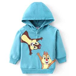 Babyhug Disney Raglan Full Sleeves Sweatshirt With Hood & Chip N Dale Graphics Detailing - Blue