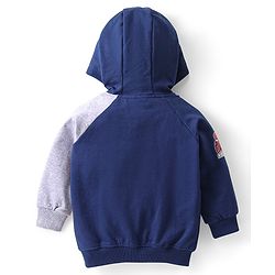 Babyhug Marvel Front Open Full Raglan Sleeves Hooded Sweat Shirt With Spider Man Graphic - Navy Blue