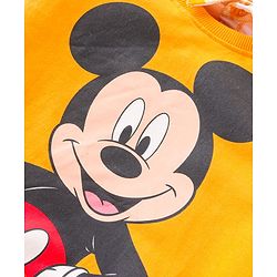 Babyhug Disney 100% Cotton Knit Full Sleeves Overlap Sweatshirt With Mickey Mouse Graphics & Collar Detailing - Yellow