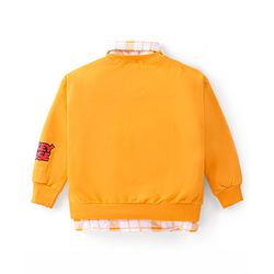 Babyhug Disney 100% Cotton Knit Full Sleeves Overlap Sweatshirt With Mickey Mouse Graphics & Collar Detailing - Yellow