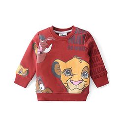 Babyhug Disney Cotton Knit Full Sleeves Sweatshirt With The Lion King Graphics - Maroon