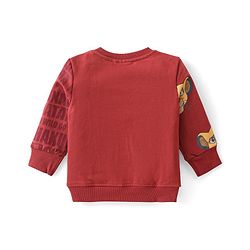 Babyhug Disney Cotton Knit Full Sleeves Sweatshirt With The Lion King Graphics - Maroon