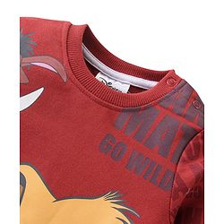 Babyhug Disney Cotton Knit Full Sleeves Sweatshirt With The Lion King Graphics - Maroon