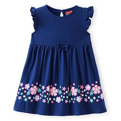 Babyhug Single Jersey Knit Sleeveless Frocks With Floral & Polka Dots Print Pack of 2 - Pink & Navy Blue